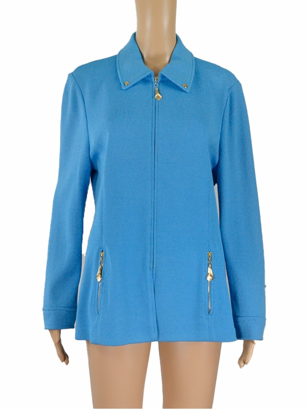 Vintage St. John by Marie Gray Holt Renfrew Blue Santana Wool Blend Knit Blazer